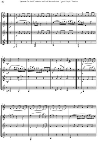 Ignaz Pleyel (1757 - 1831): Quartett für eine Klarinette und drei Bassetthörner