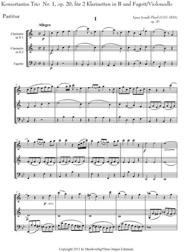 Pleyel, Ignaz Joseph: Konzertantes Trio Nr 1 , op. 20