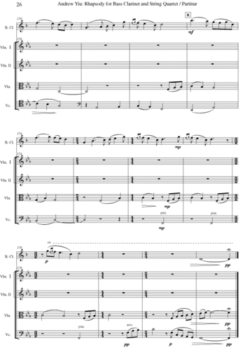 Yiu, Andrew: Rhapsody for Bass Clarinet and String Quartet