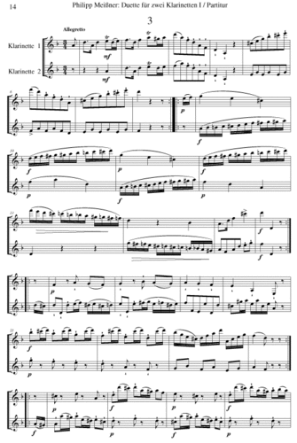 Meissner, Philipp (1748-1816): Duette für zwei Klarinetten I